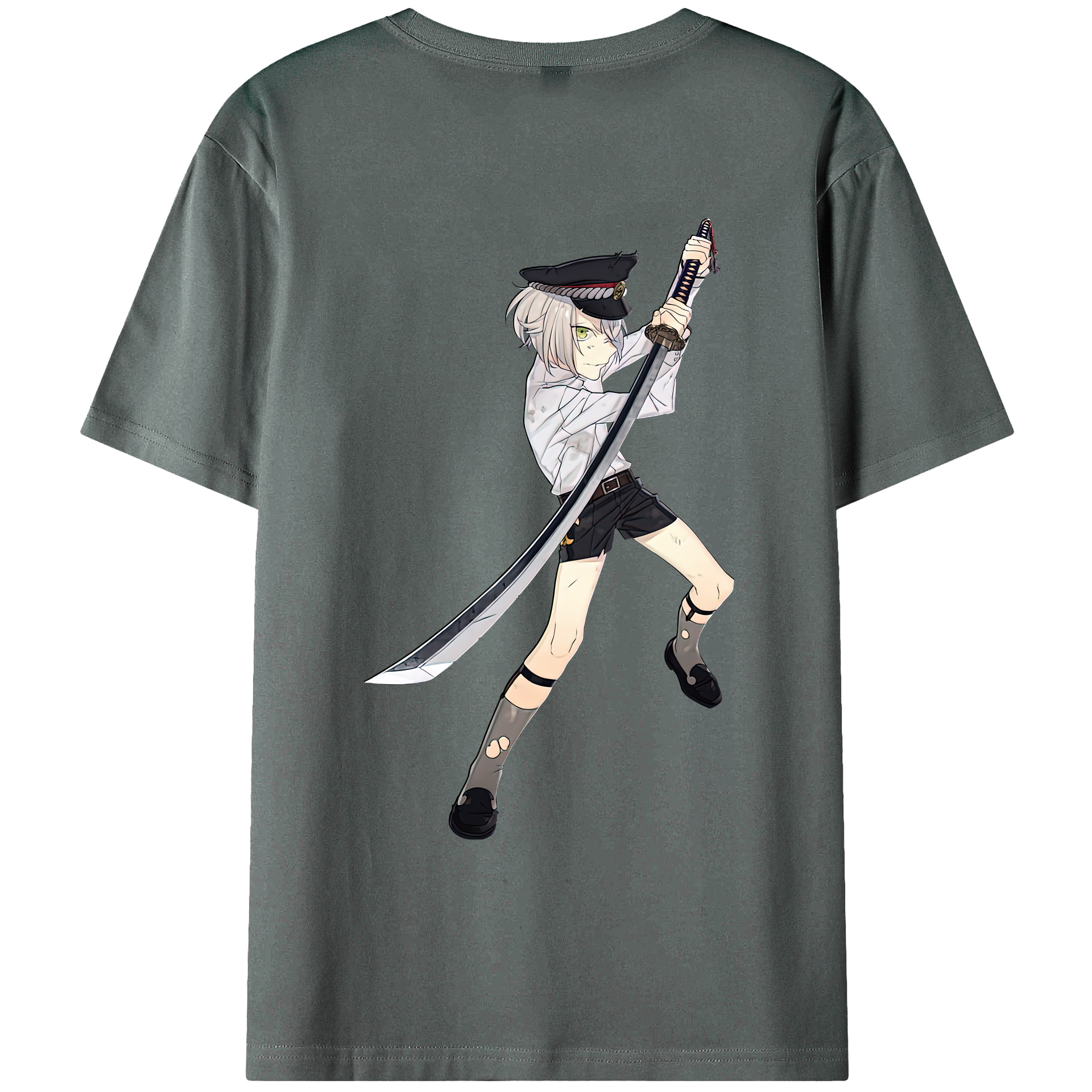 （画像用） 刀剣乱舞 Touken Ranbu 綿100％ メンズ半袖Tシャツ（バックプリント） 通気性